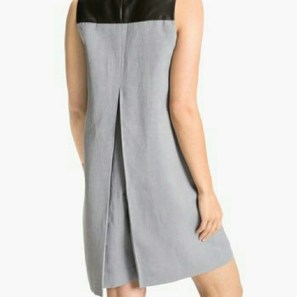 VALETTE Gray Linen with Black Leather Sheath Dress NWT - Picture 8 of 8